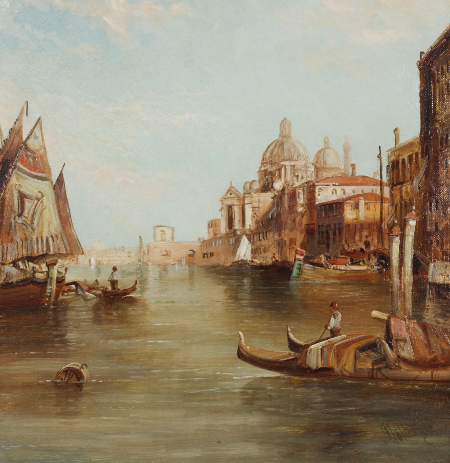 Antique Painting Santa Maria Della Salute Venice Alfred Pollentine 19th Century photo Art