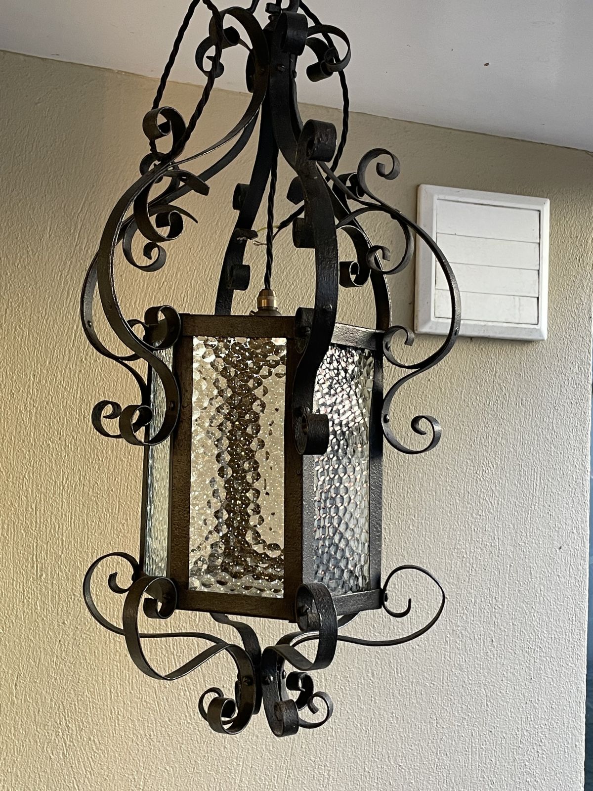 Wrought Iron And Glass Lantern Chandelier photo furniture