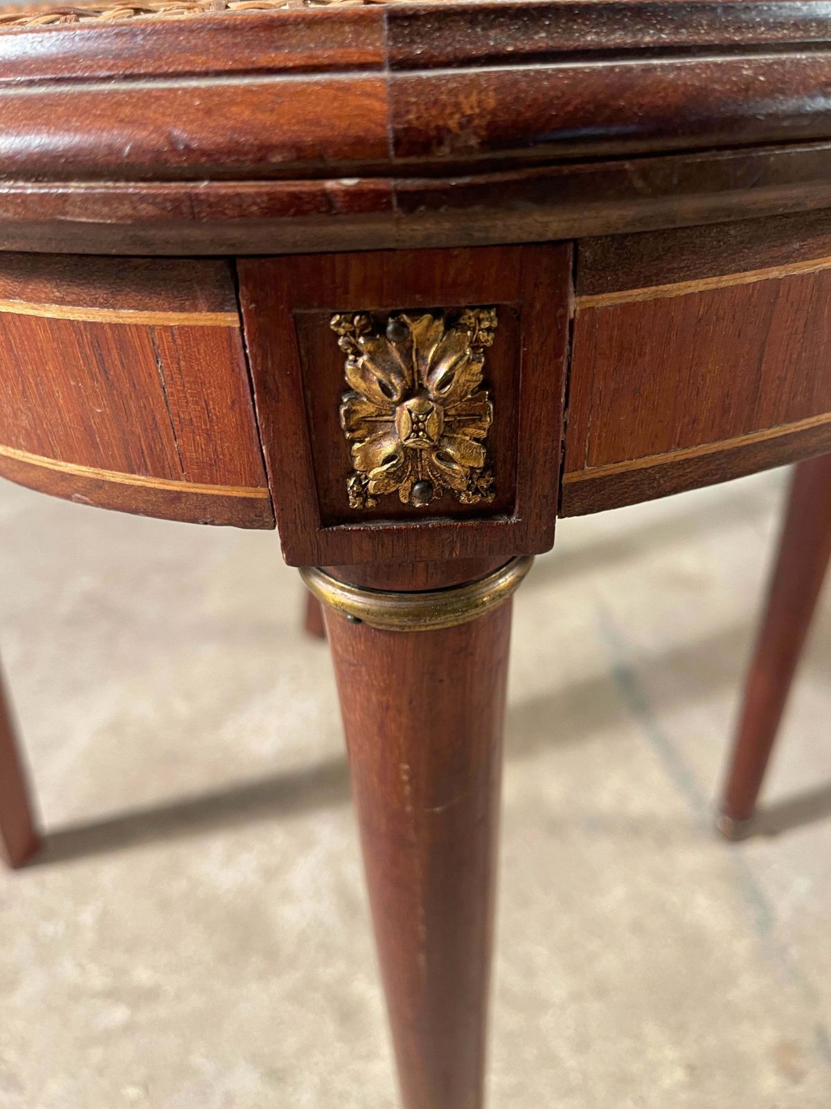 Beautiful Pair Of Antique French Empire Mahogany Satin Wood Inlay Louis XV Cane Show Chairs photo buy