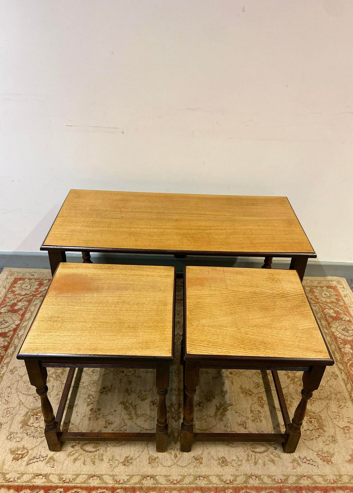 Antique Style Large Wooden Coffee Nest Of Tables / Made In England C1970