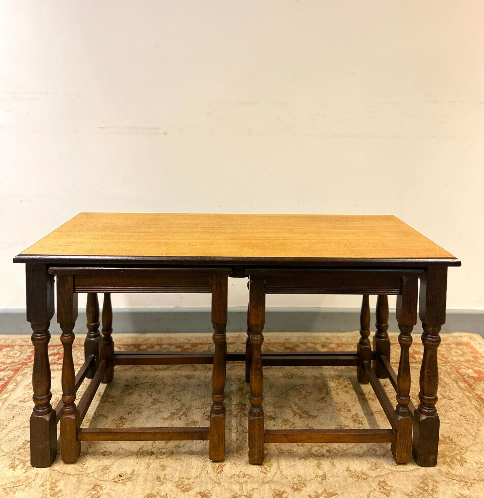 Antique Style Large Wooden Coffee Nest Of Tables / Made In England C1970 photo furniture