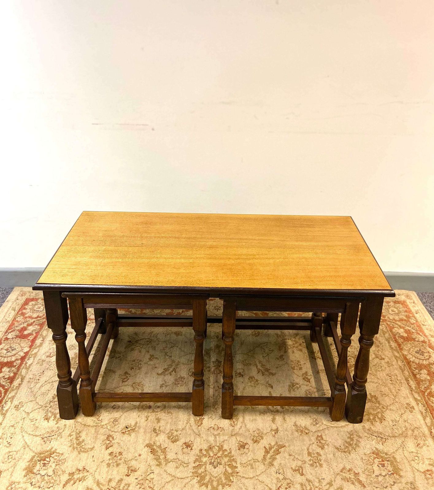 Antique Style Large Wooden Coffee Nest Of Tables / Made In England C1970 photo for sale