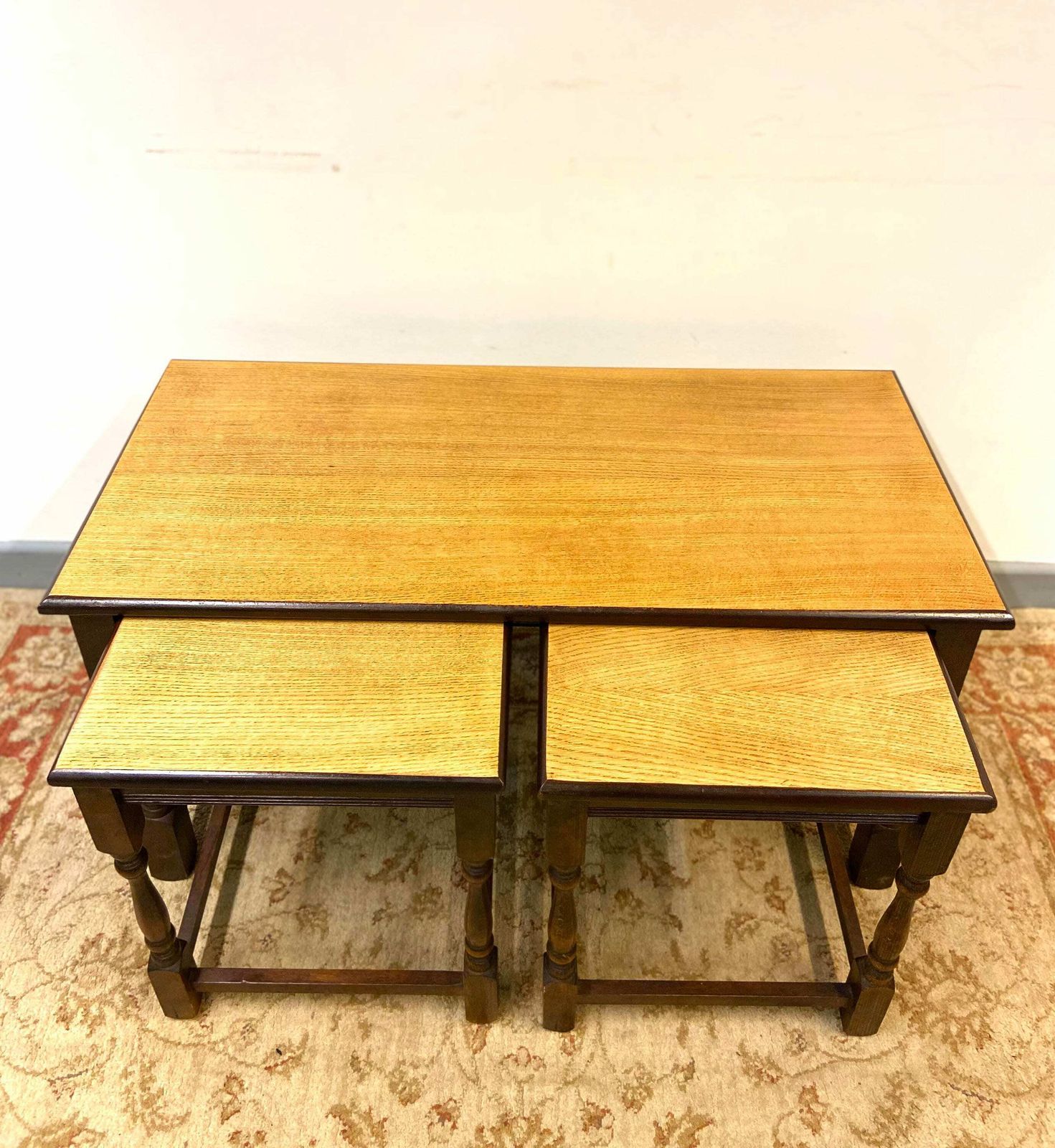 Antique Style Large Wooden Coffee Nest Of Tables / Made In England C1970 photo 200.0