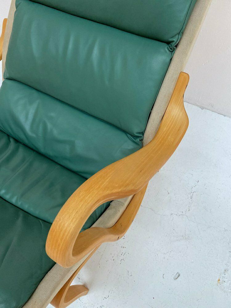 Pernilla 69 Armchair In Green Leather By Bruno Mathsson For Dux, 1960s photo 1976.0