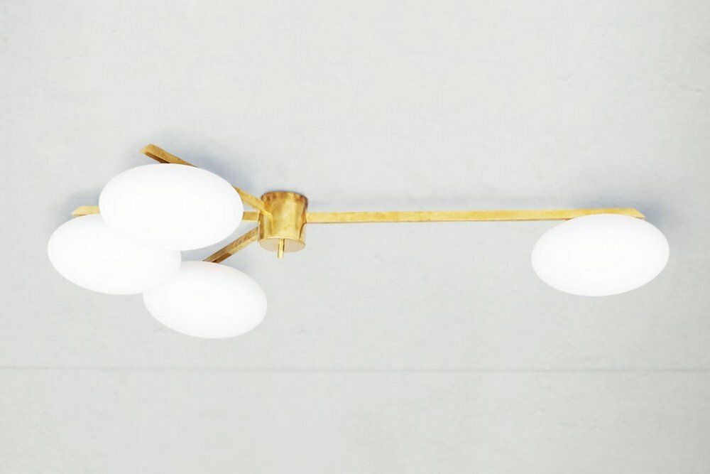 Brass And Murano Glass Ceiling Lamp In The Style Of Arredoluce photo furniture