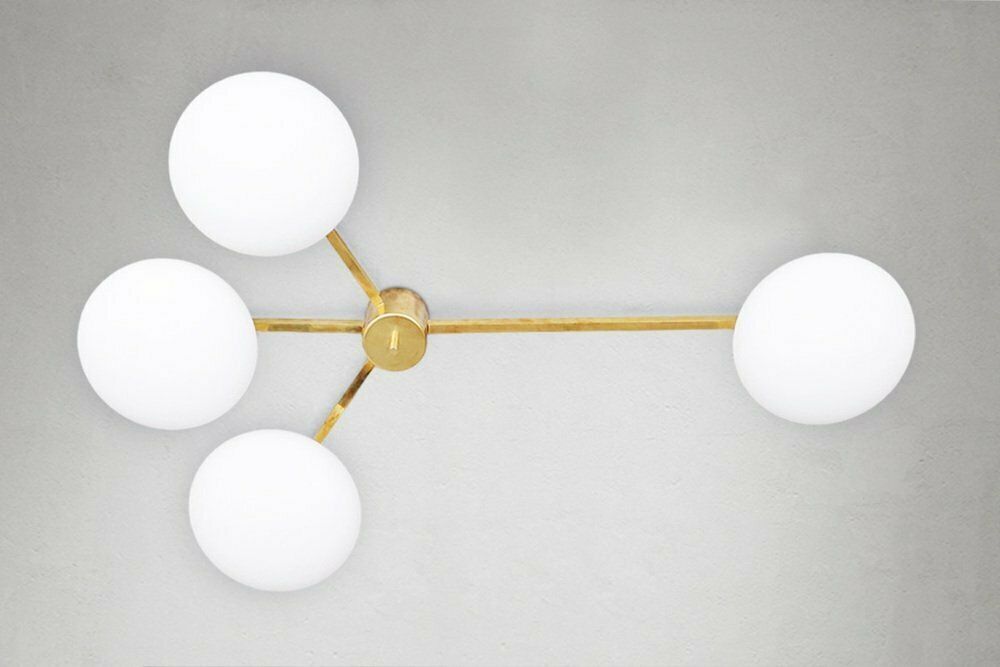 Brass And Murano Glass Ceiling Lamp In The Style Of Arredoluce photo Lighting