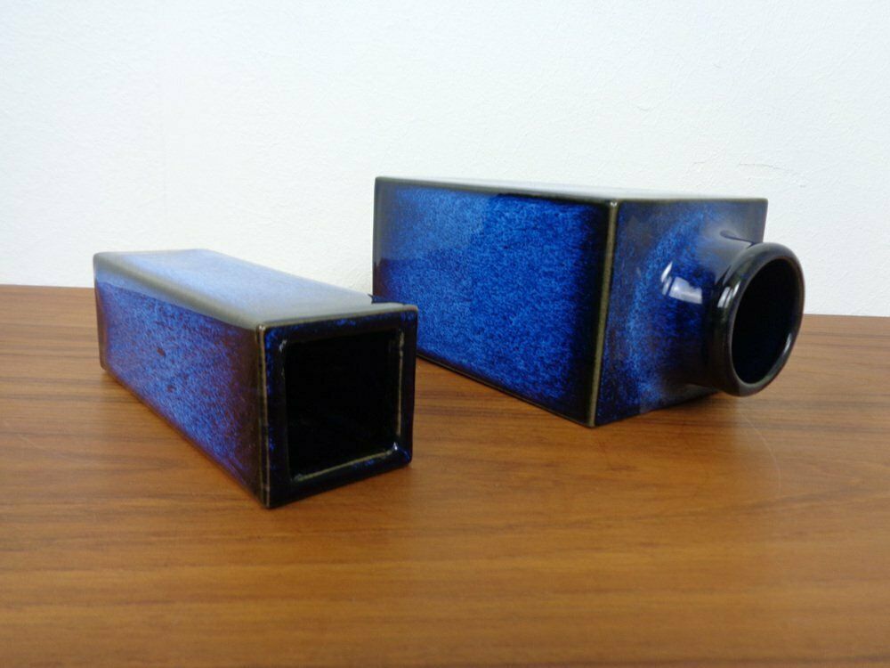 photo for sale Blue Japanese Ceramic Vases, 1960s, Set Of 2
