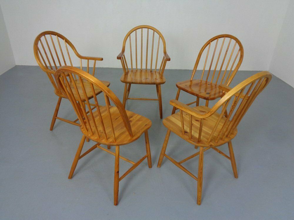 Pine Chairs By Erik Ole Jørgensen, Set Of 5 photo for sale
