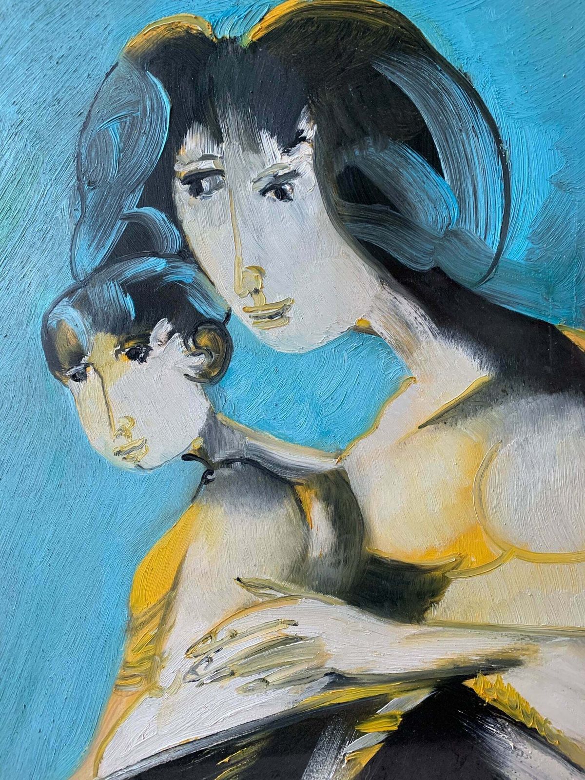 Oil Painting On Canvas By Remo Brindisi Of Maternity From 1970s photo furniture