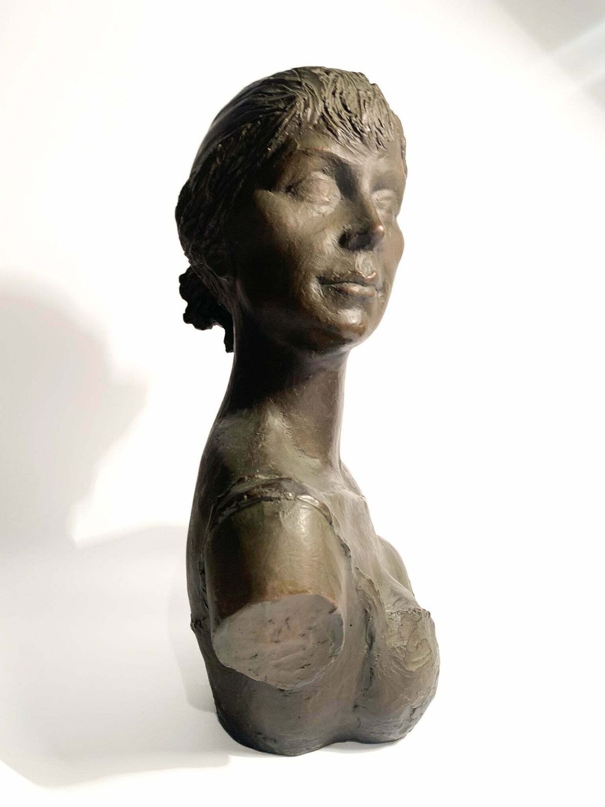 Bust Of A Lady In Lost Wax Bronze Sculpture By Giuseppe Motti, 1950s photo for sale