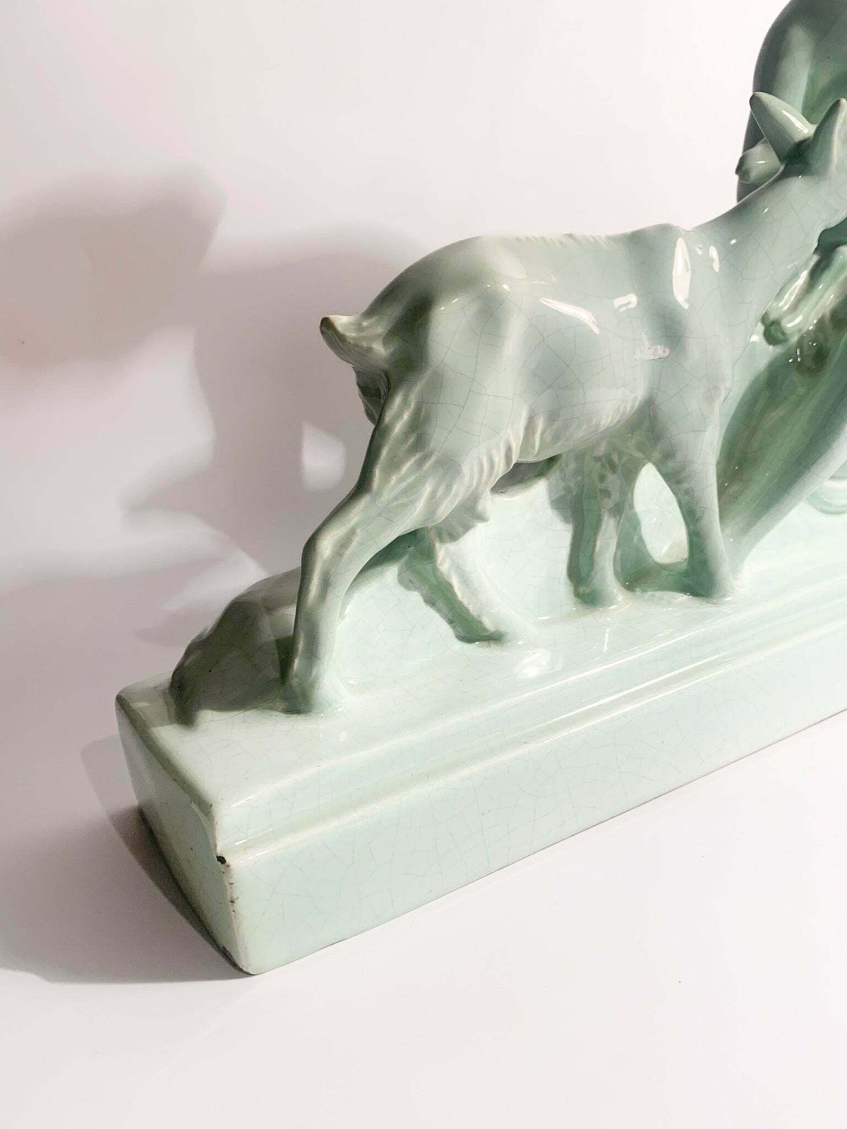 photo for sale French Ceramic Sculpture Of Diana With Fauna From The 1940s