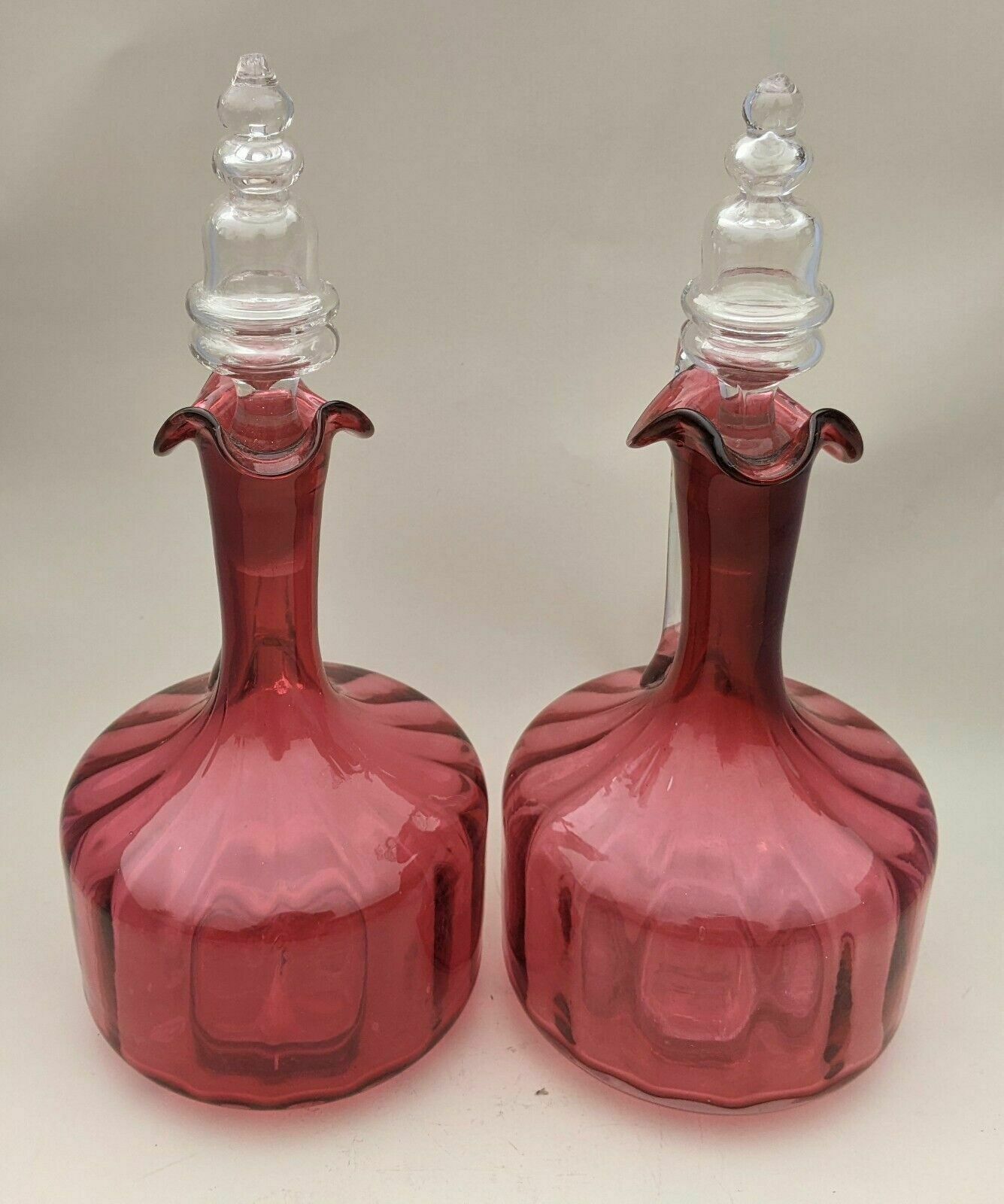 Pair Of Antique Cranberry Glass Decanters photo furniture