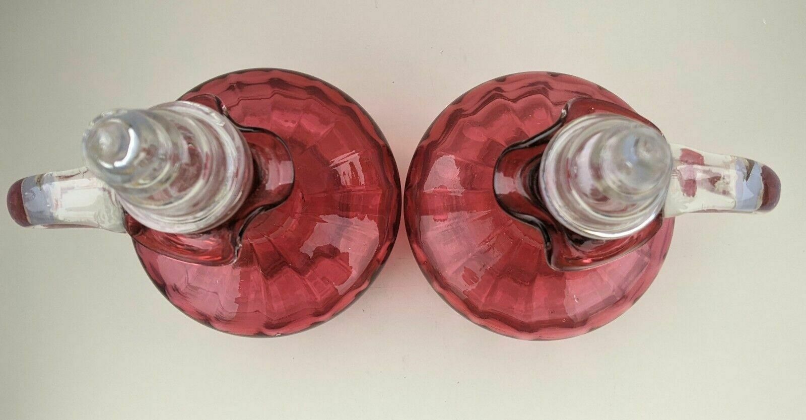 Pair Of Antique Cranberry Glass Decanters photo for sale