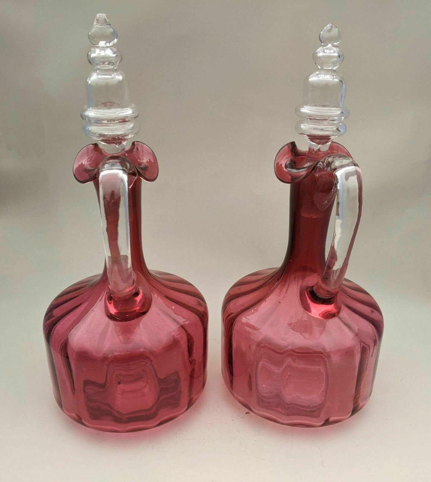 Pair Of Antique Cranberry Glass Decanters photo Home Decor