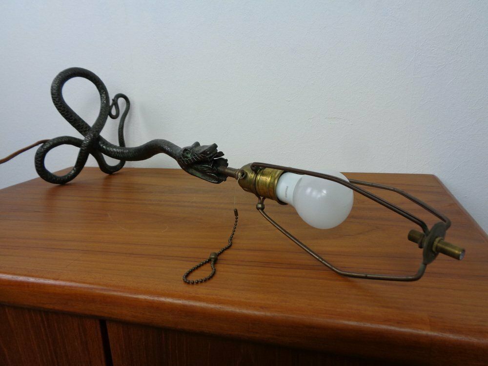photo buy Art Deco Snake Bonze Table Lamp, France, 1920s