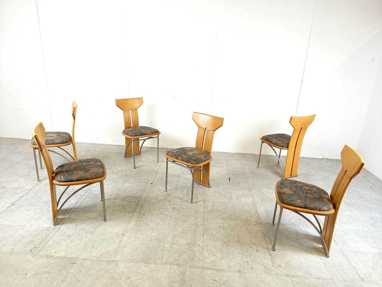 Set Of 6 Postmodern Italian Dining Chairs, 1980s photo buy