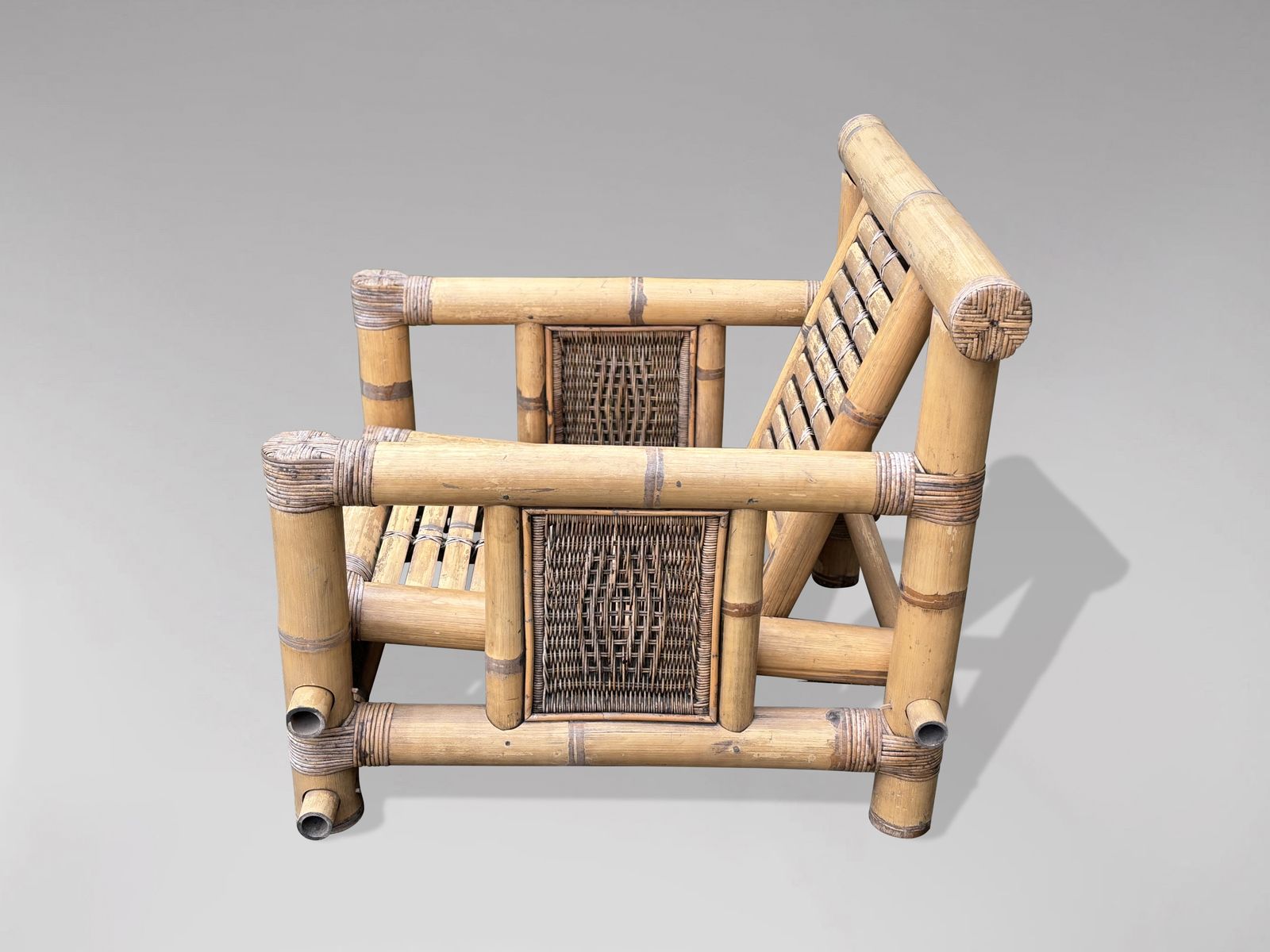20th Century Set Of 4 Large Bamboo Pagoda Lounge Armchairs photo vinterior