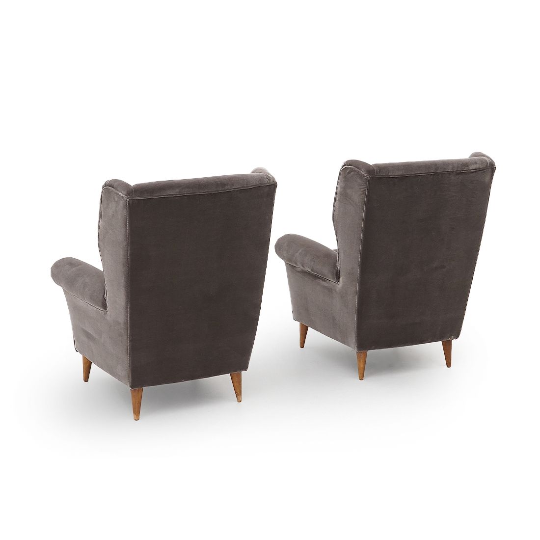 Pair Of Gray Velvet Armchairs, 1950s photo buy