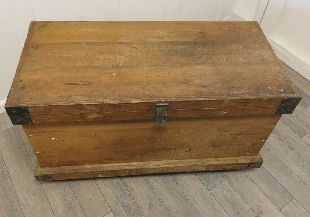 19th Century Carpenters Pine Tool Chest And Tools photo vinterior