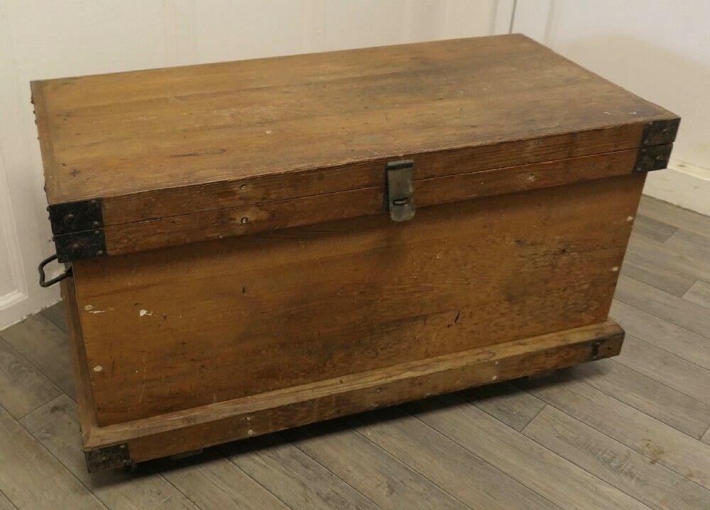 19th Century Carpenters Pine Tool Chest And Tools photo buy