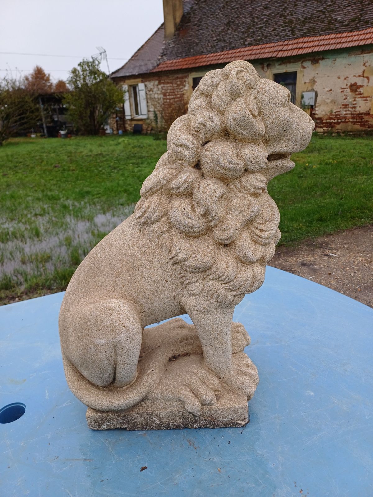 Pair Of Stone Lions, 1950s, Vintage photo 400.0