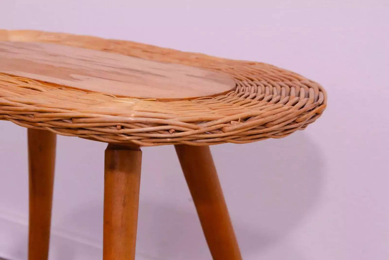 Mid Century Rattan Stool By Jan Kalous For úluv, 1960´S, Czechoslovakia photo vinterior