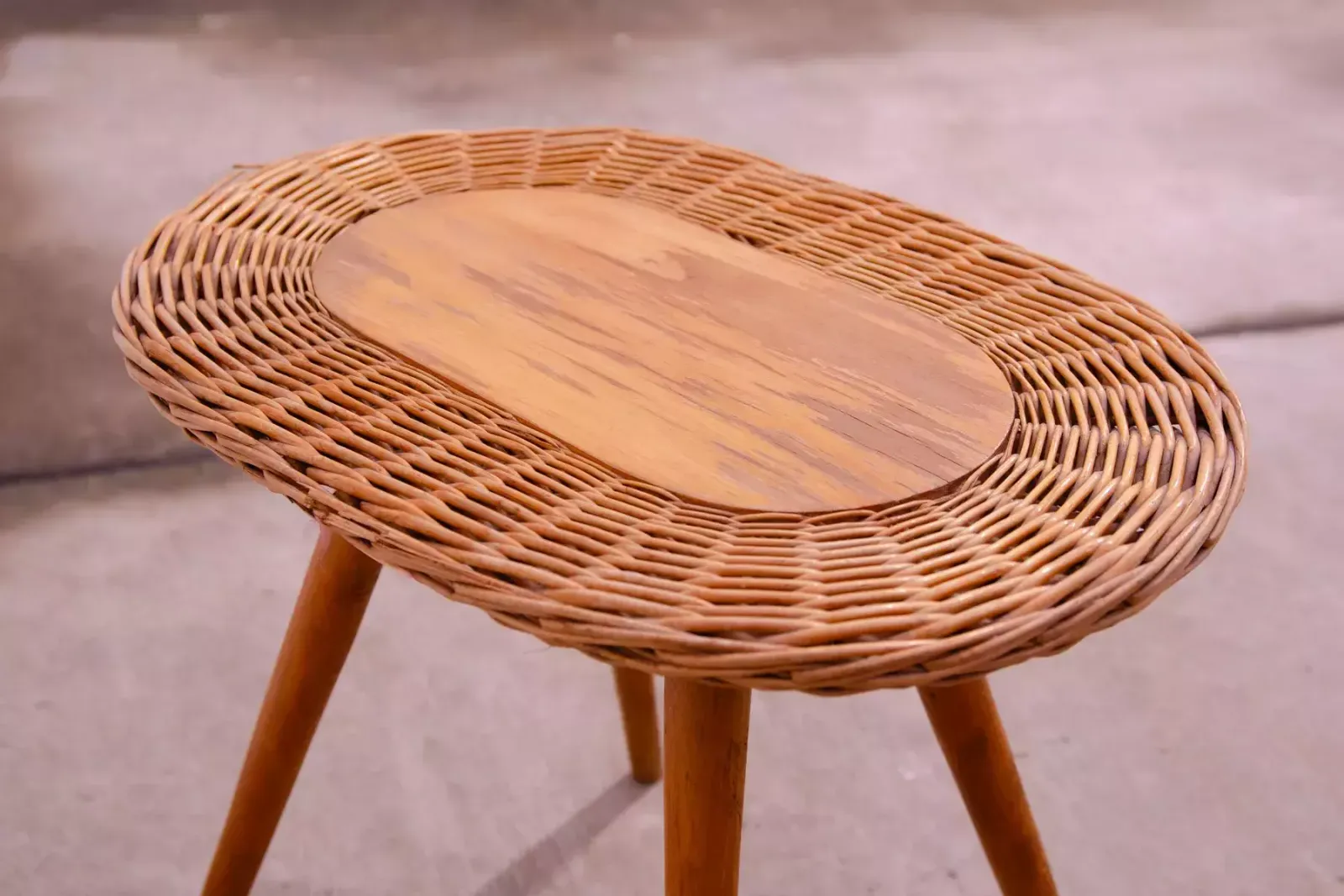 Mid Century Rattan Stool By Jan Kalous For úluv, 1960´S, Czechoslovakia photo buy