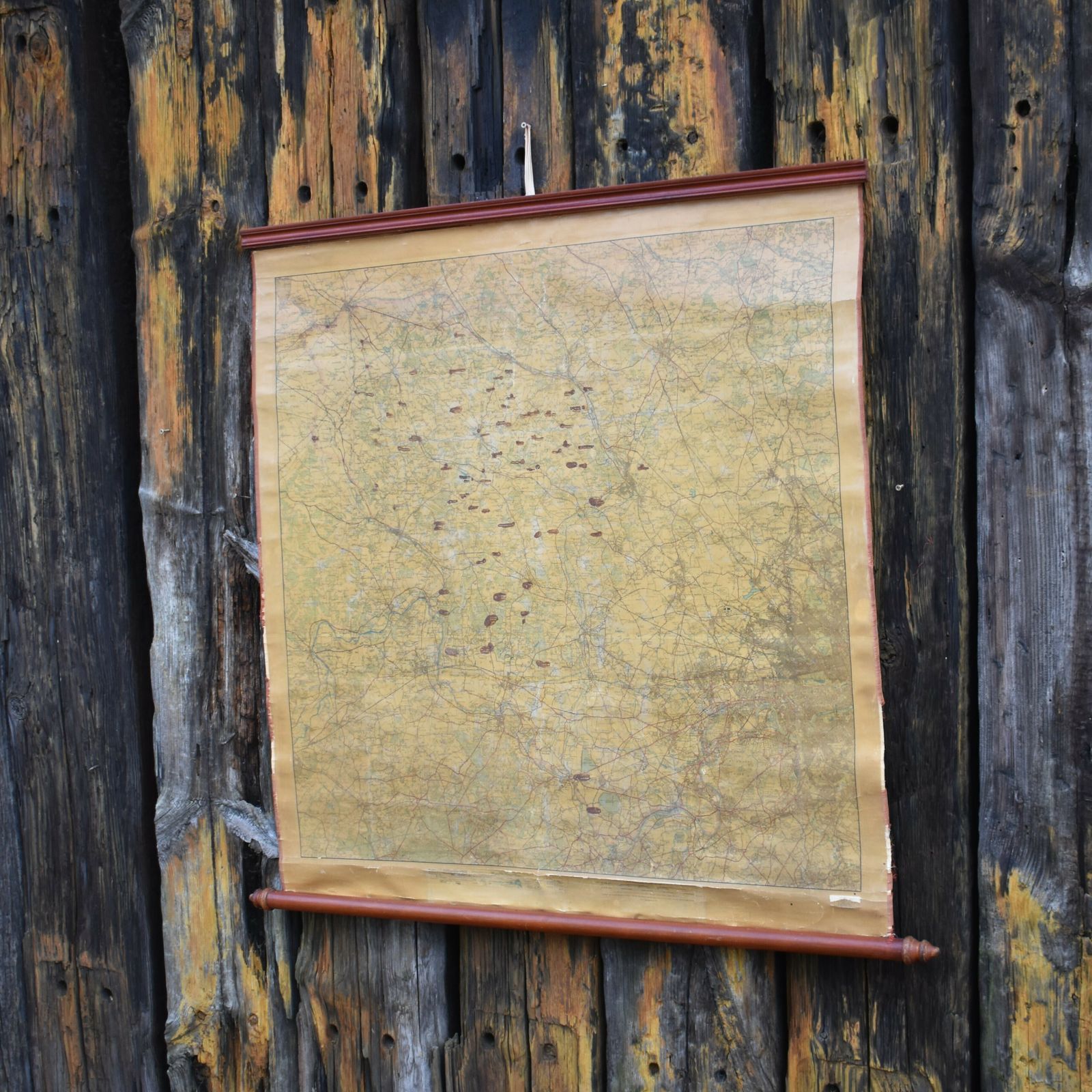 Antique Hertordshire Chiltern Watford North London Linen Backed Wall Hanging Map photo furniture