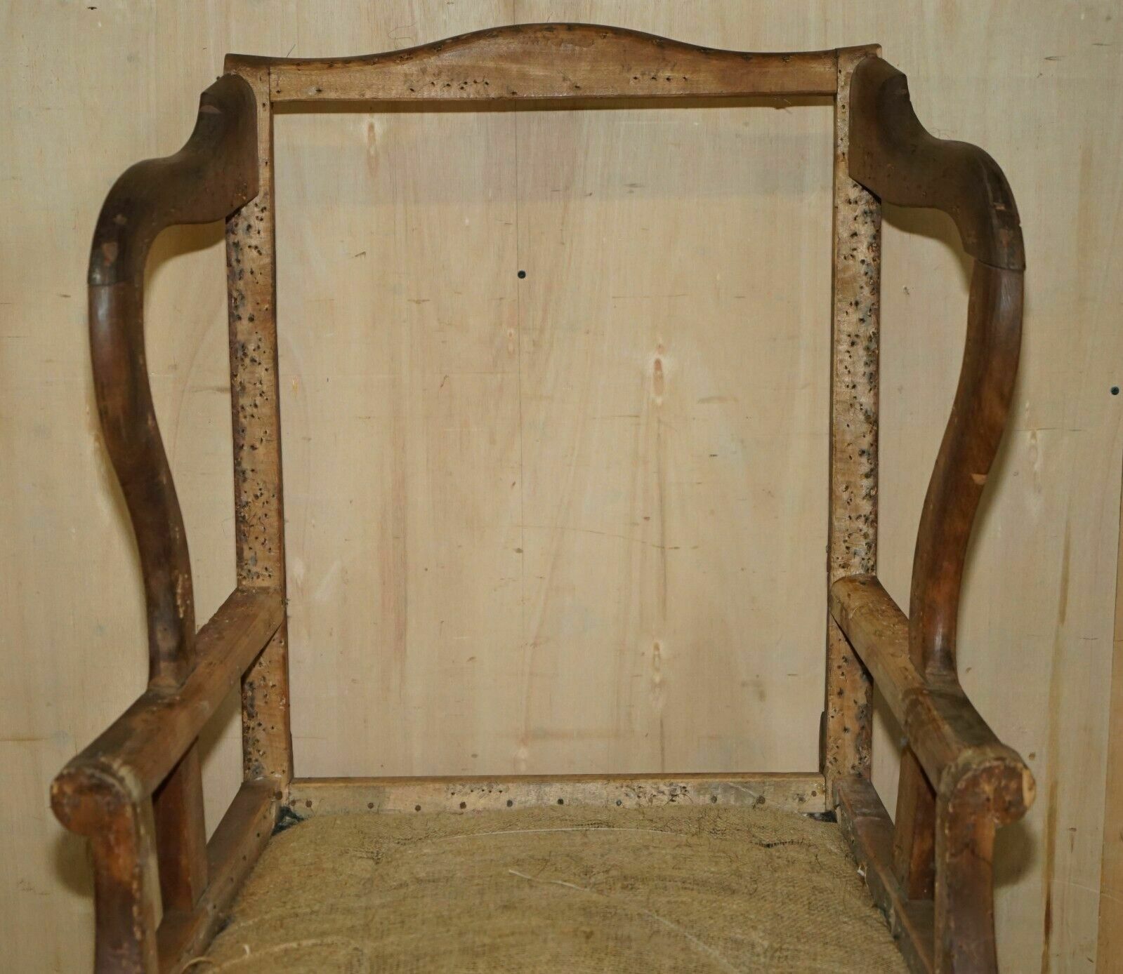18th Century Claw & Ball Feet Carved Antique Wingback Armchair Frame photo vinterior