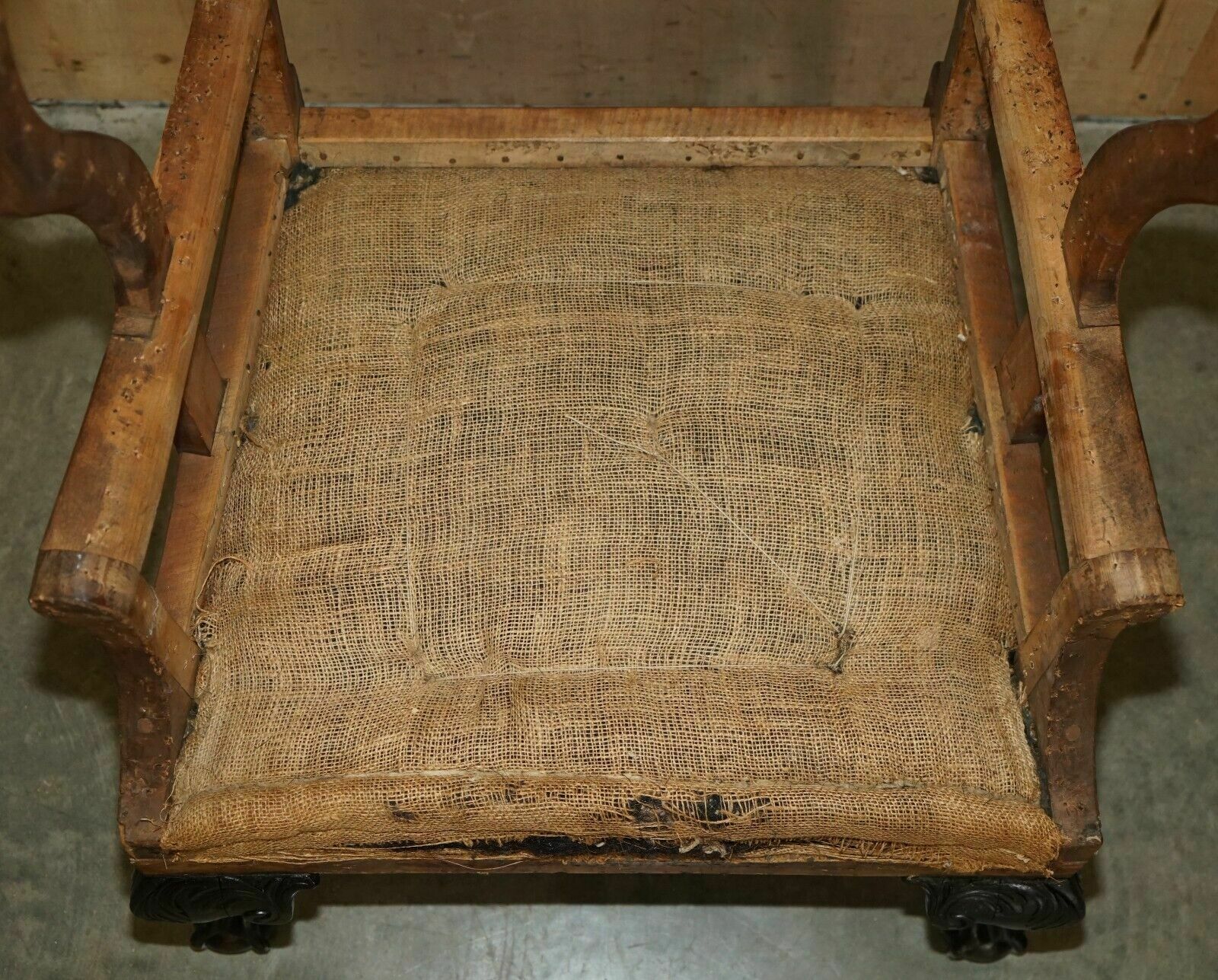 18th Century Claw & Ball Feet Carved Antique Wingback Armchair Frame photo buy
