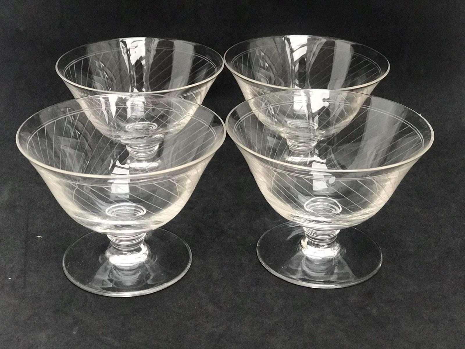 4 Antique Champagne Coupes Glasses Crystal Cut Coupes 1920s French Set 2 Stem Bar Cart Decor Wedding Bartender Cocktail Glasses Gift photo vinterior
