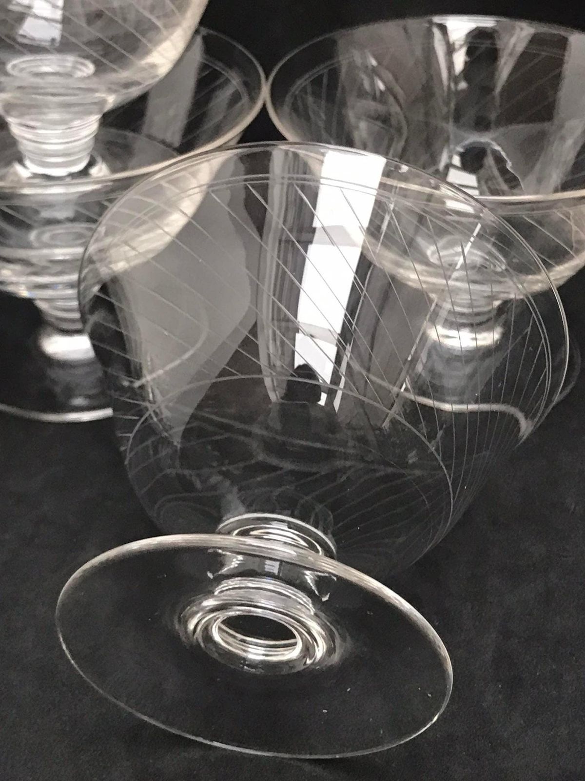 photo furniture 4 Antique Champagne Coupes Glasses Crystal Cut Coupes 1920s French Set 2 Stem Bar Cart Decor Wedding Bartender Cocktail Glasses Gift