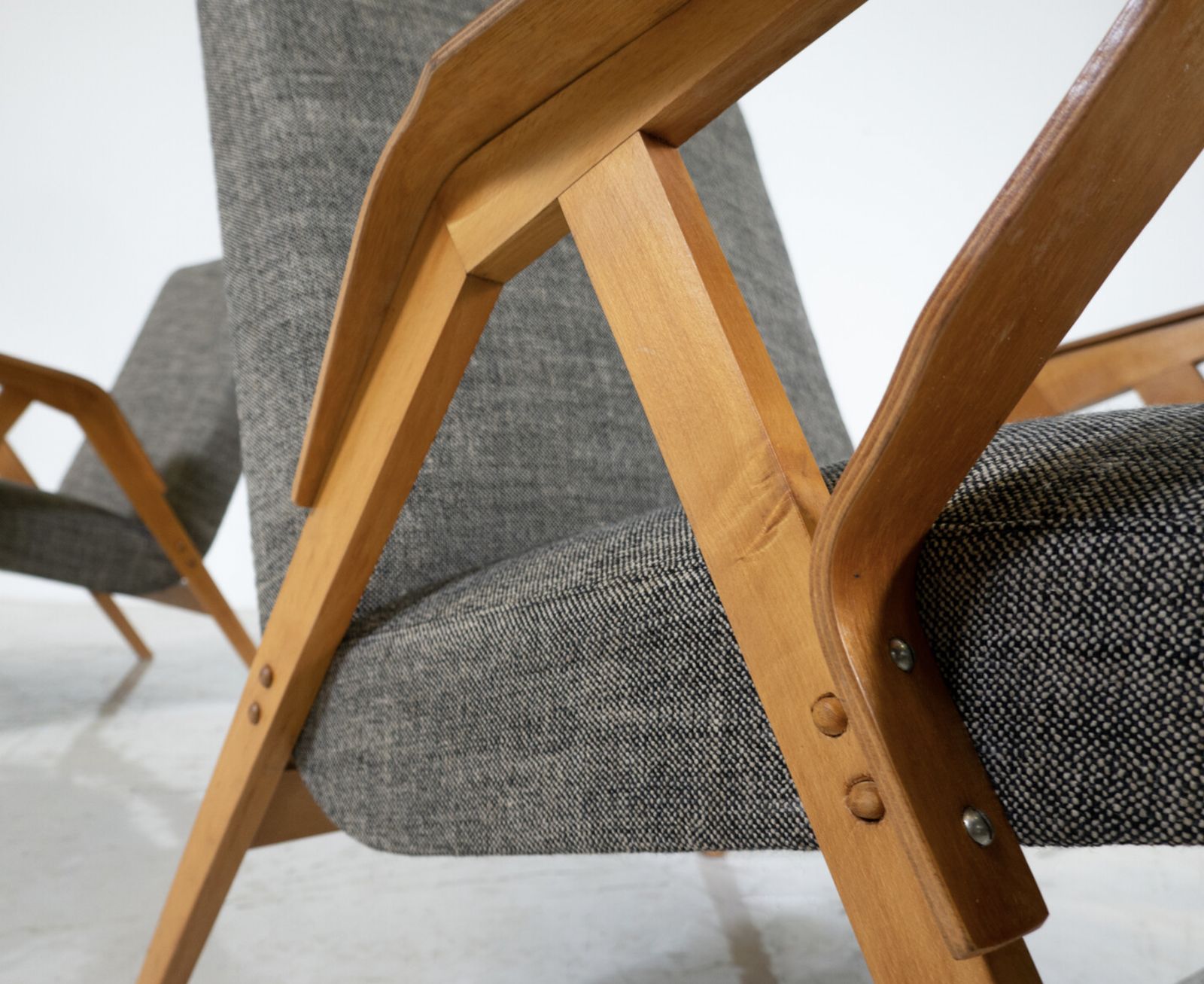Mid Century Modern Pair Of Armchairs, 1950s, Czech Republic (New Upholstery) photo vinterior