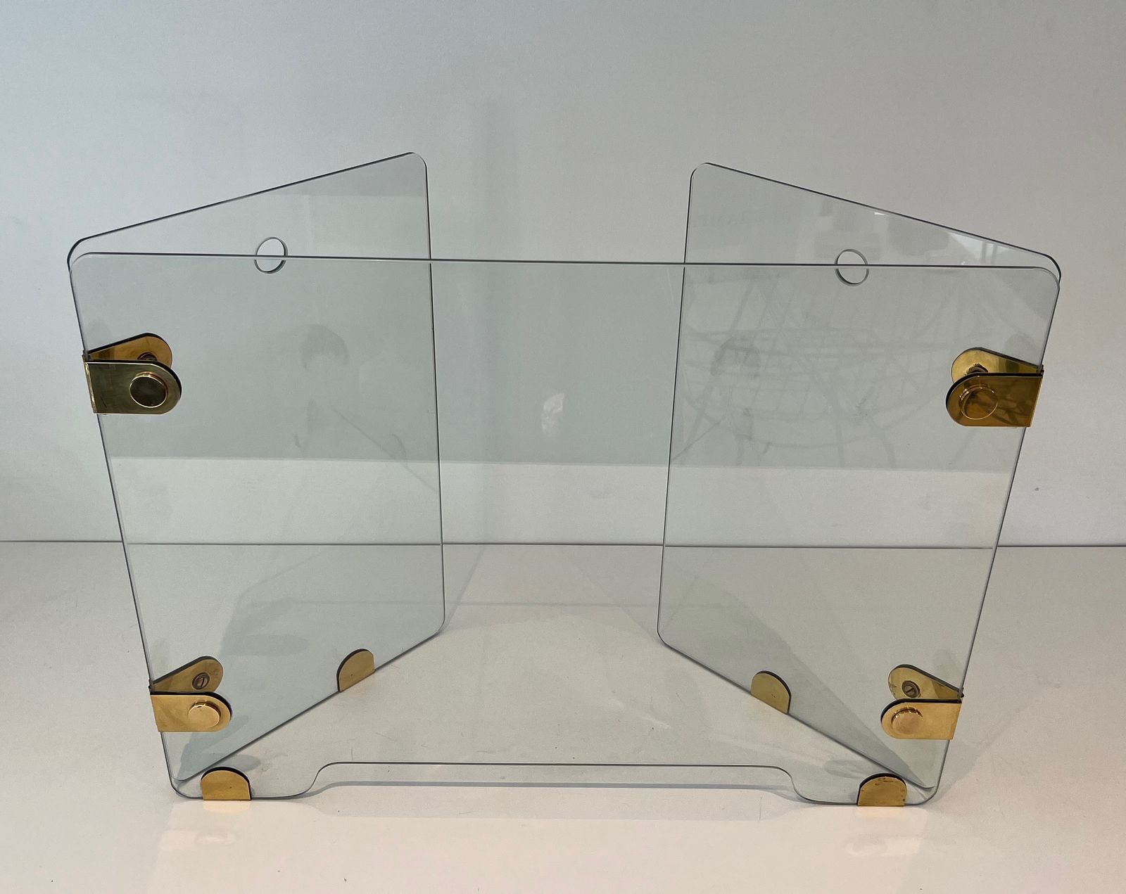 Tri Fold Glass And Brass Firewall. Around 1970 photo buy