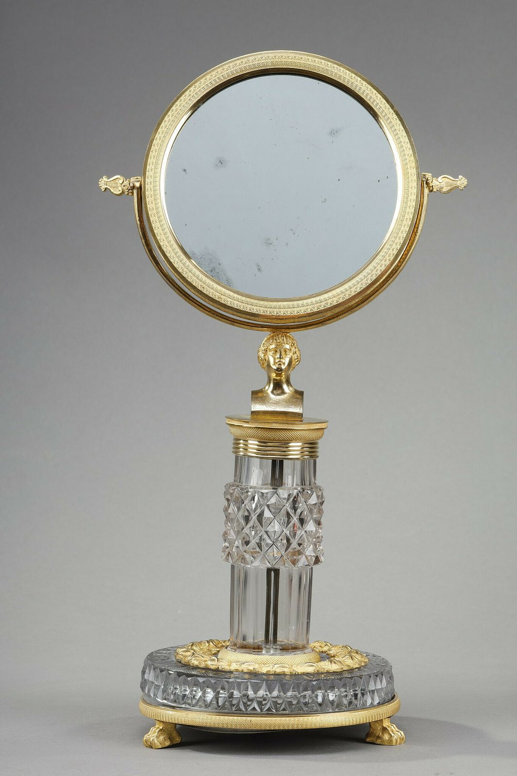 Toilet Mirror In Cut Crystal And Charles X Gilt Bronze Frame