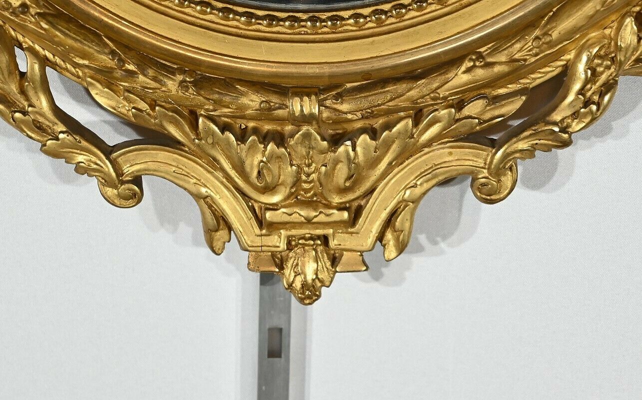 photo furniture Oval Mirror In Golden Wood, Louis XVI Style – 2nd Part 19th Century