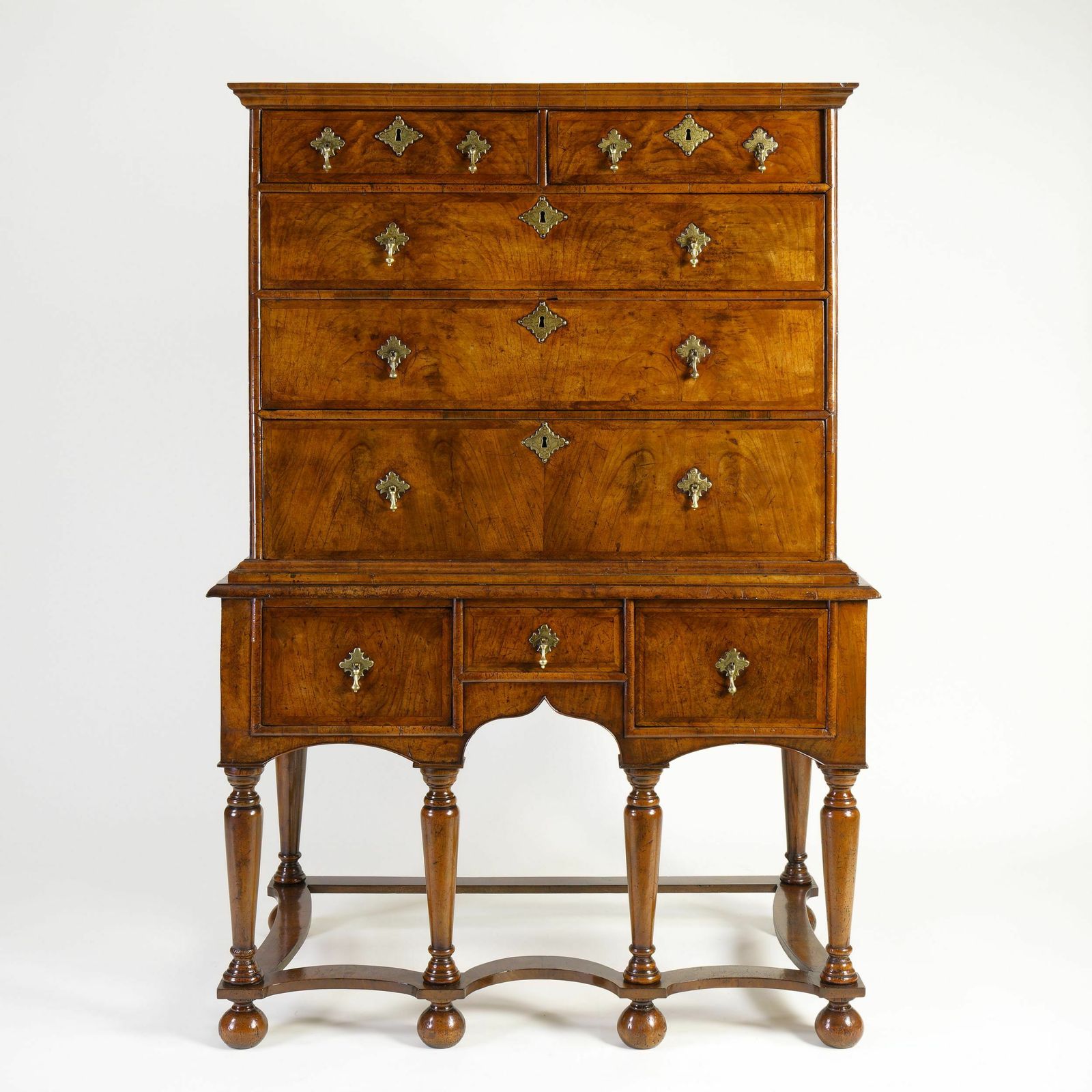Queen Anne Period Walnut Chest On Chest
