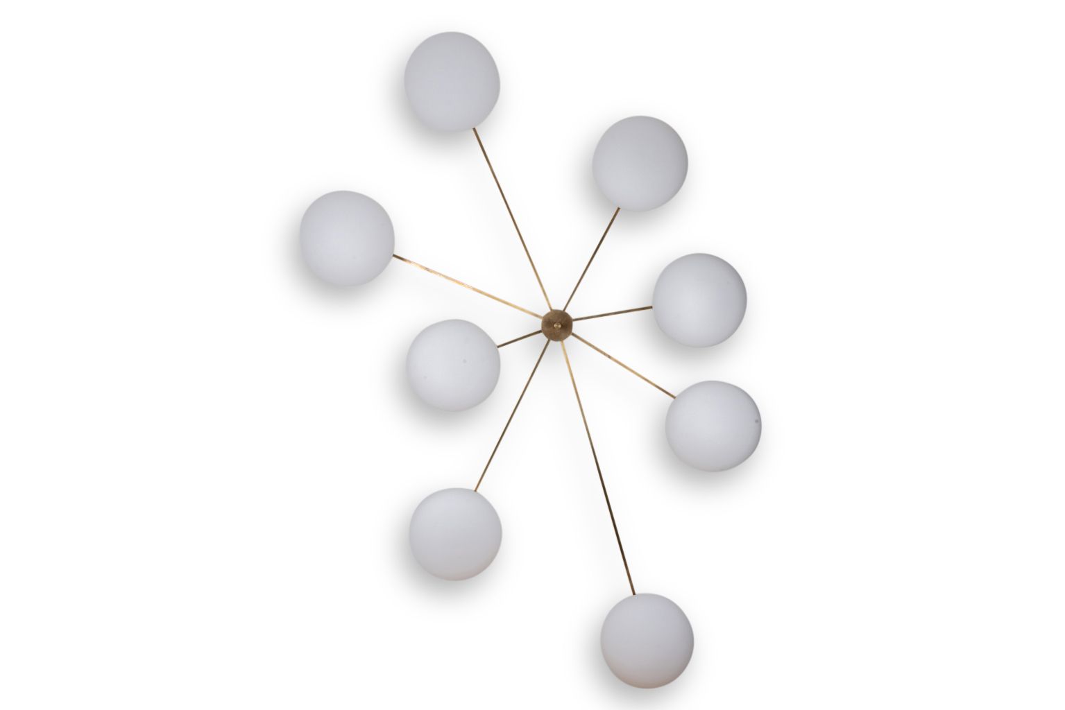 Angelo Lelli. Wall Lamp, Or Suspension, In Brass And Opaline. Contemporary.