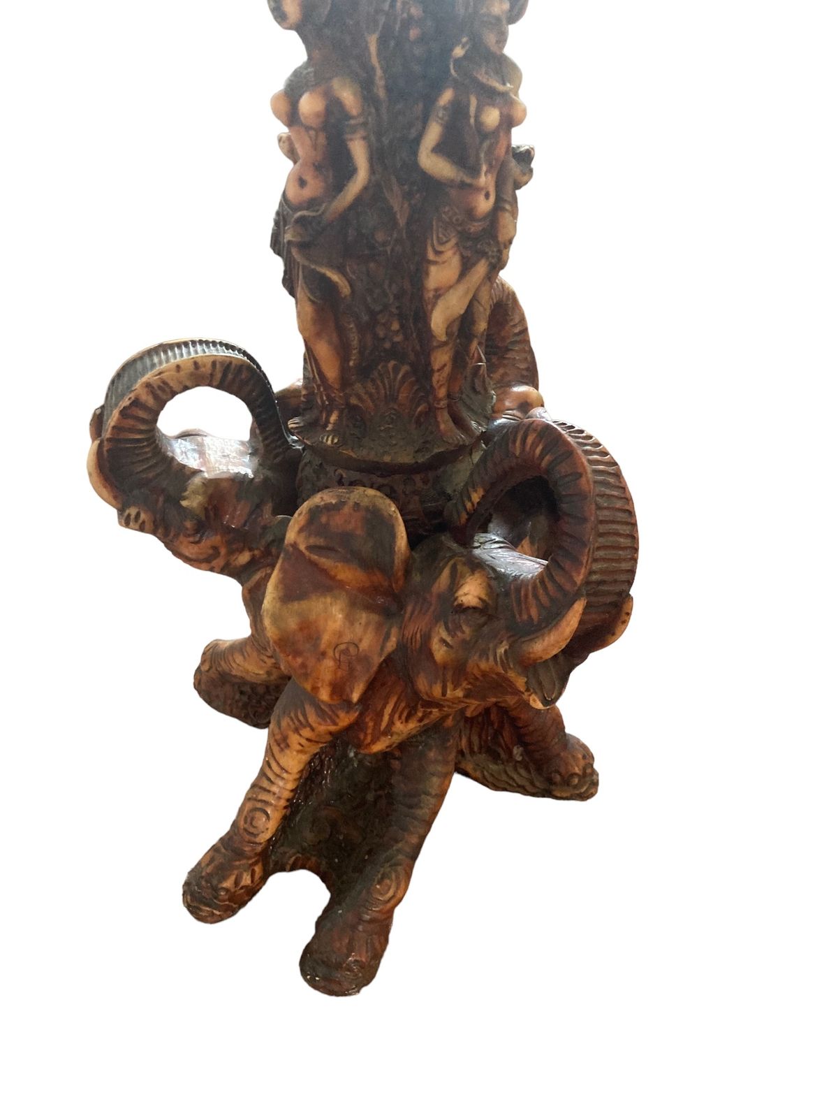 A Tall Resin Oriental Jardiniere, Decorated With Elephant, Chinese Dragons And Naked Figures. photo furniture