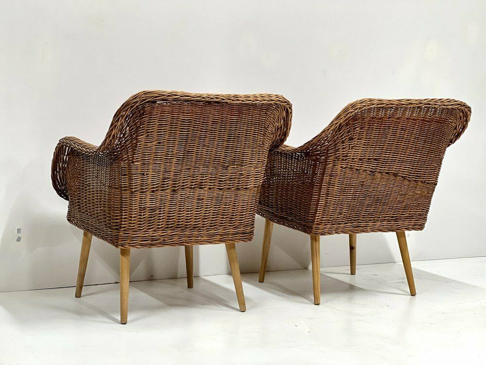 Rattan Lounge Chairs, 1960s, Set Of 2 photo Furniture