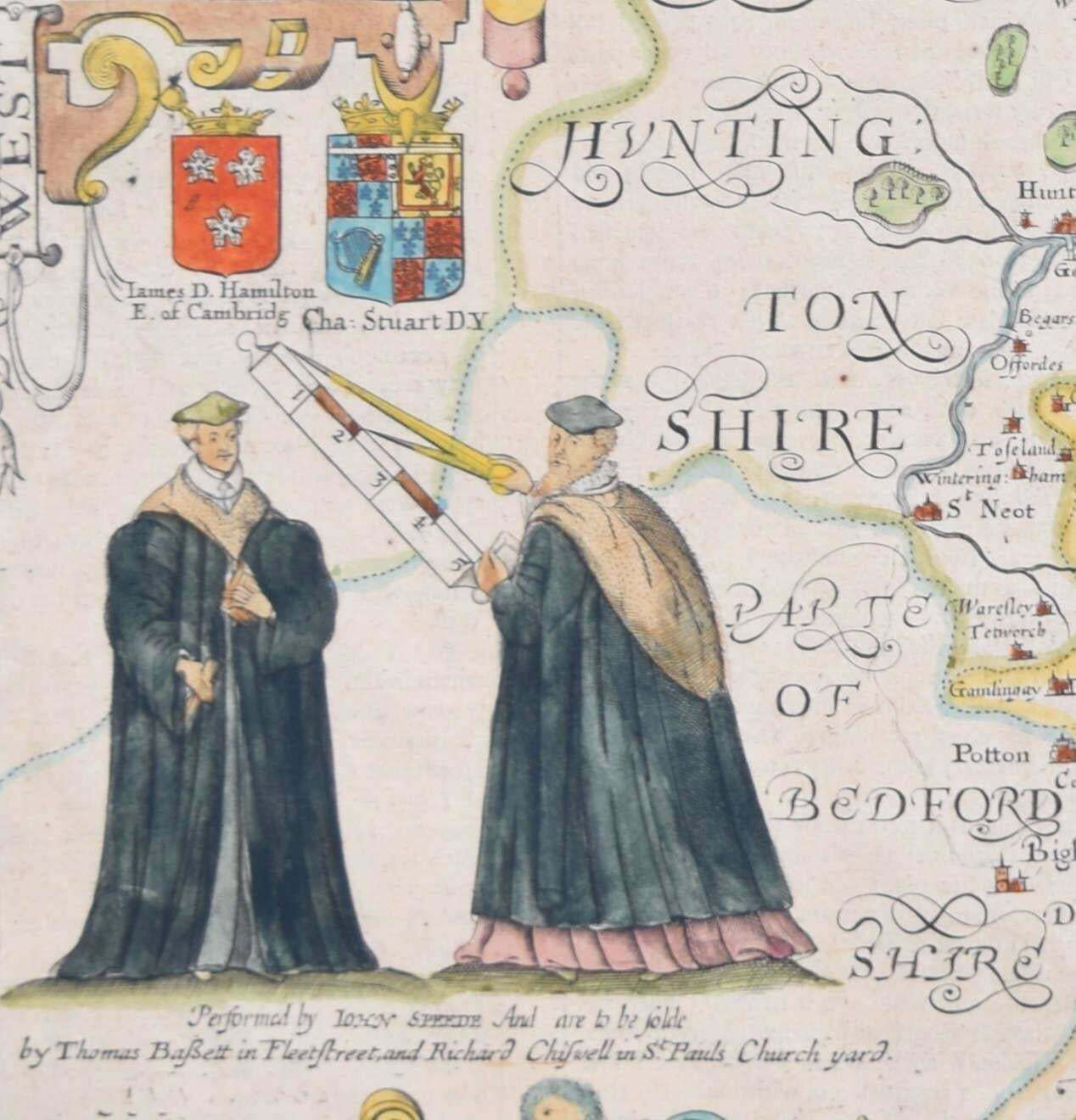 Cambridgeshire Map 17th Century Engraving By John Speed 1610 photo furniture