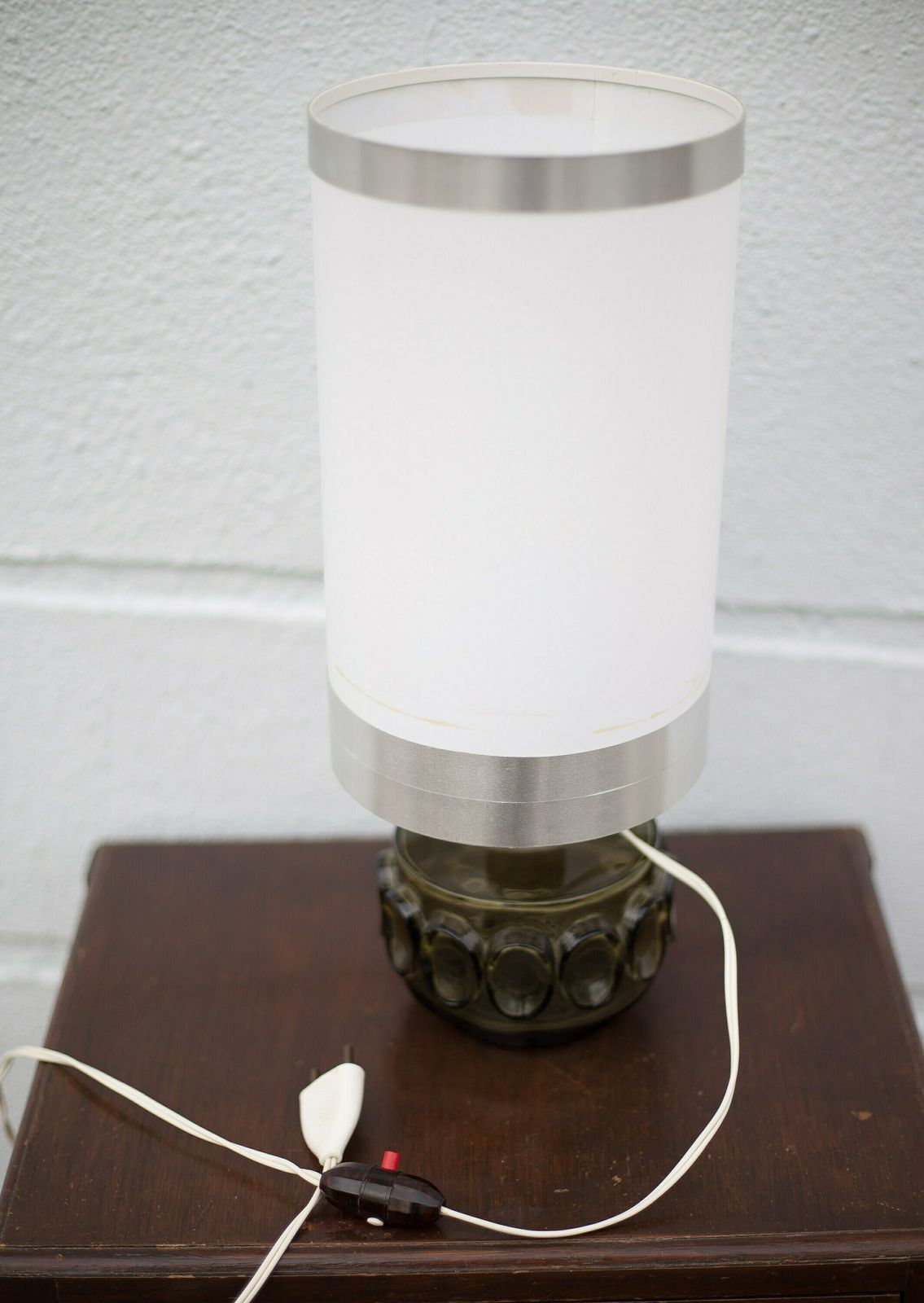 60's Vintage Bedside Glass Lamp Signed Robert De Schuytener photo for sale