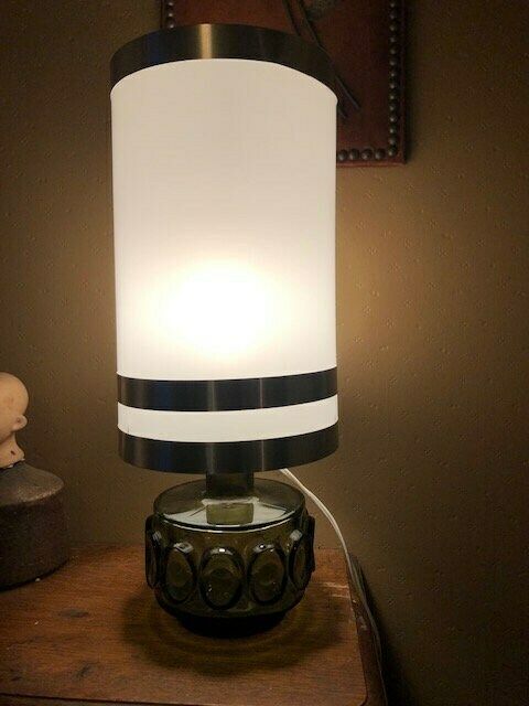 photo for sale 60's Vintage Bedside Glass Lamp Signed Robert De Schuytener