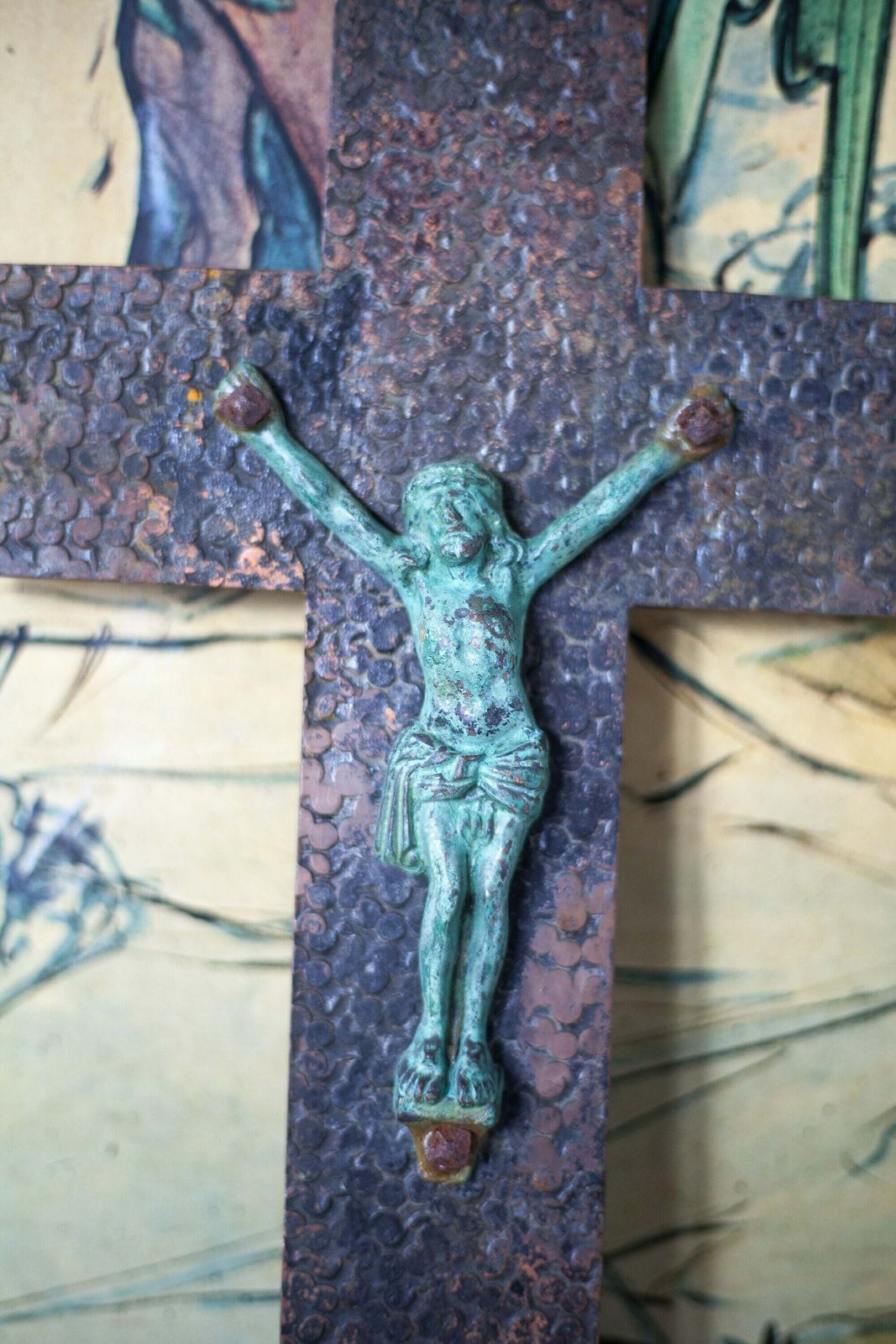 Signed Cross With Christ Wrought Iron Crucifix Religious Cross photo vinterior