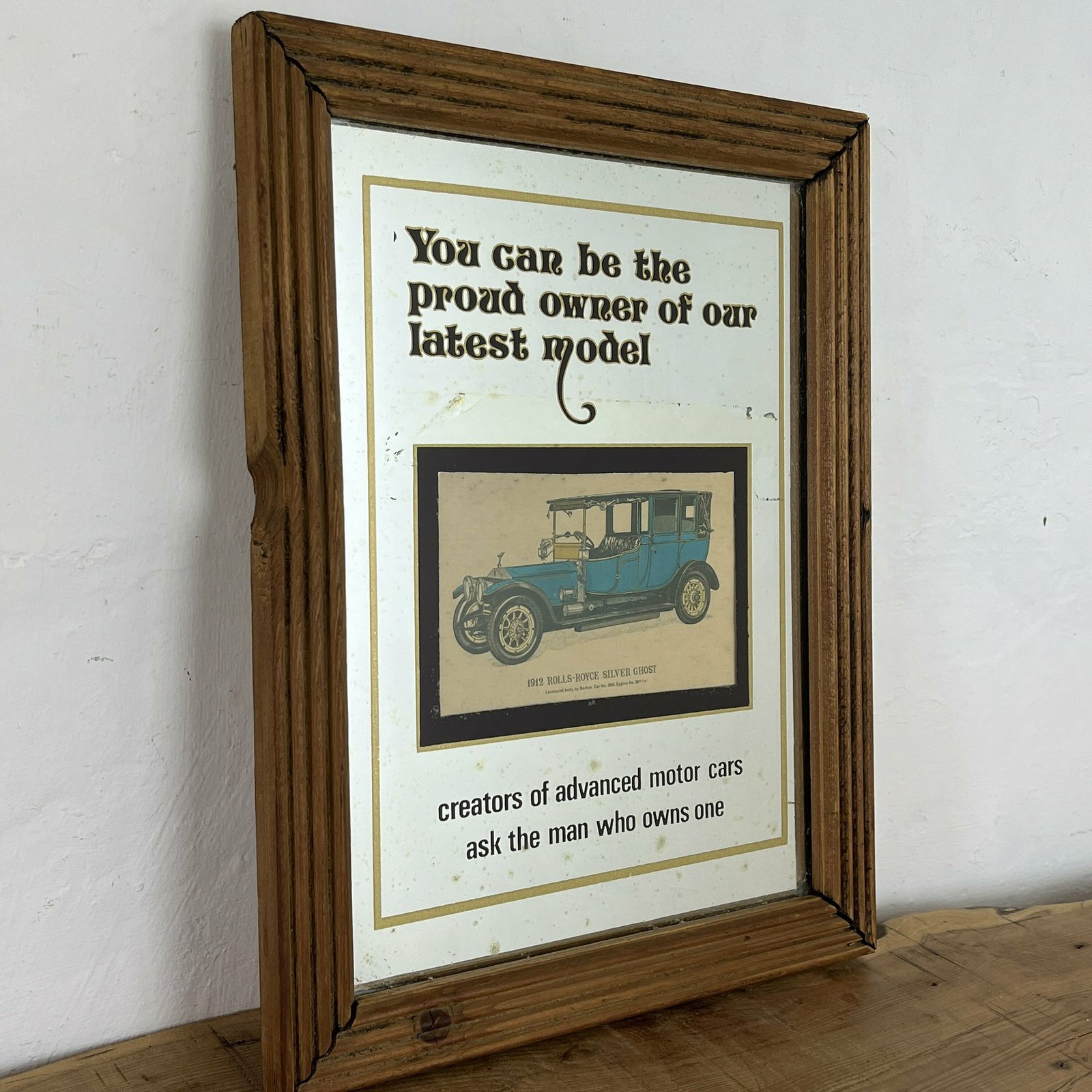 Prestige Rolls Royce Silver Ghost 1912 Vintage Mirror, Automobile Car Picture, Transport Collectable, Wall Art, Advertising Mirror photo furniture