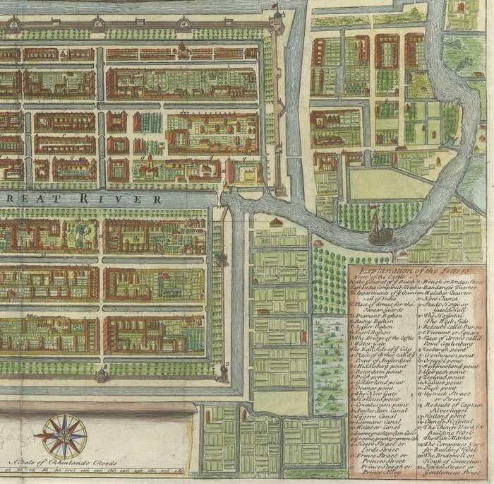 An Original Engraved Plan Of The City & Castle Of Batavia, The East Indies, 1740 photo Art