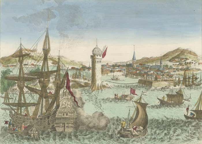 Hand Colored Optica Print Of The Harbour Of Havanna, Cuba photo 727.0