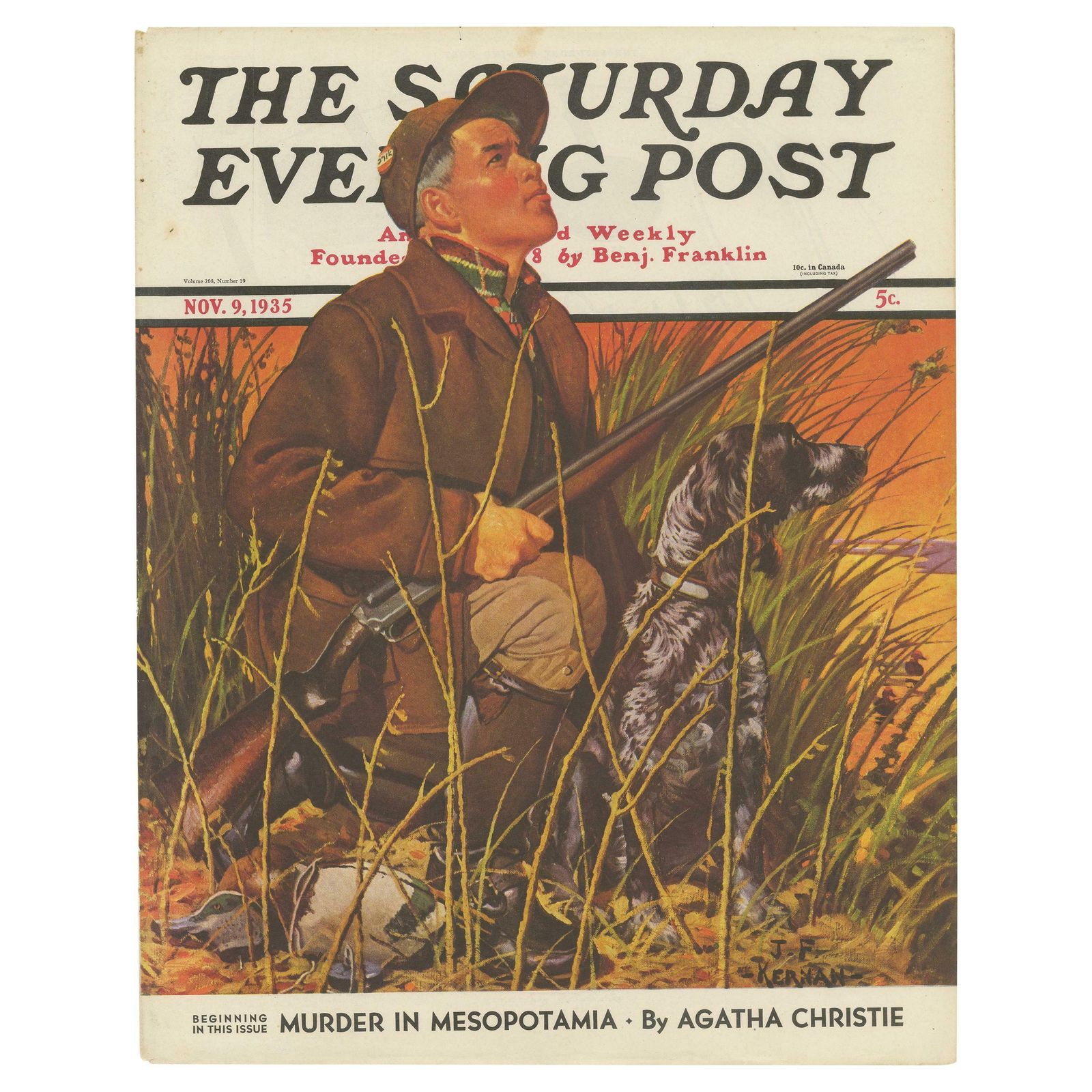 Vintage Print Of A Hunter And His Dog 'The Saturday Evening Post' '1935'