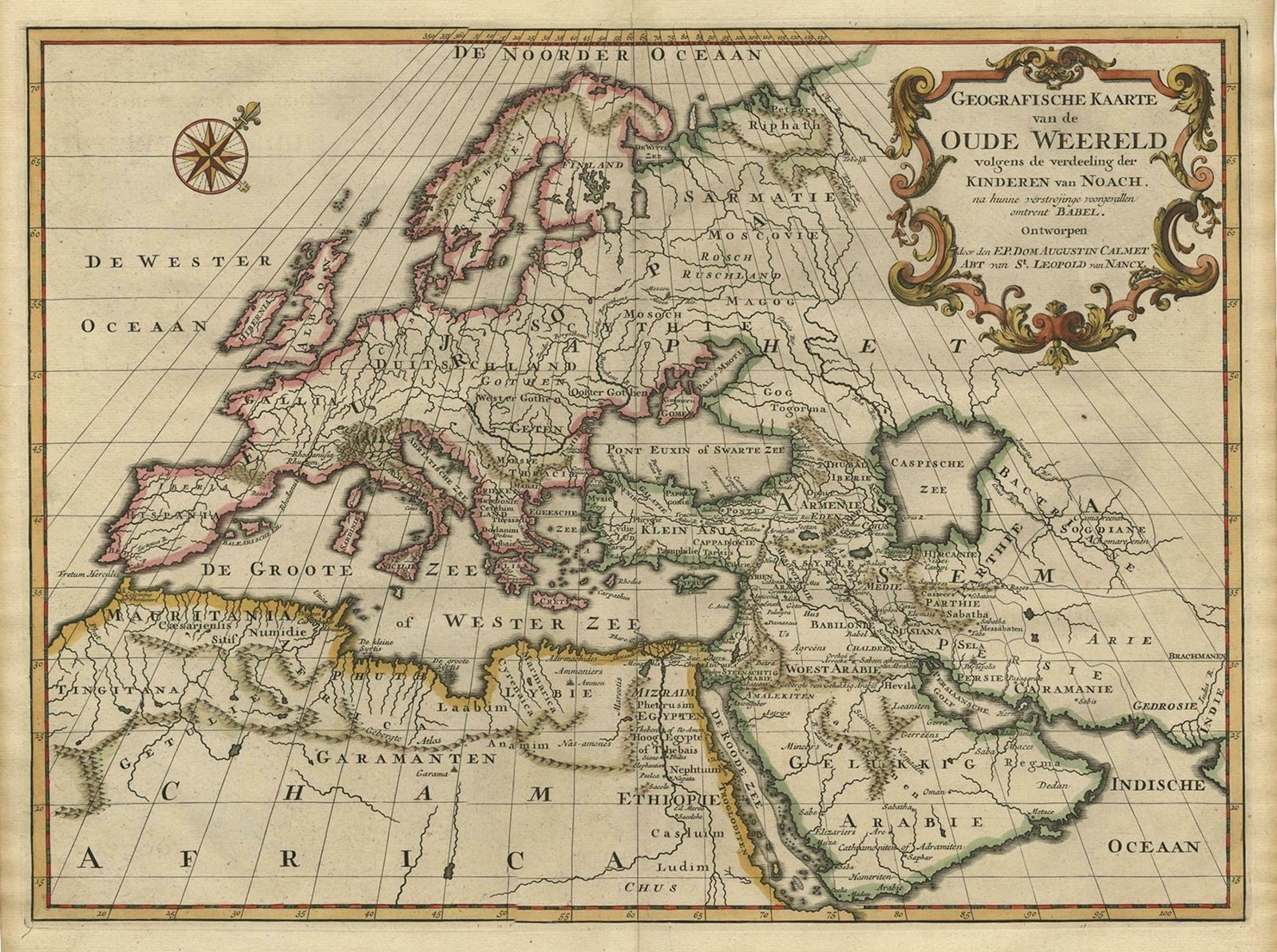 Ancient World Map Of Europe, Asia & Northern Africa With Ancient Names, 1725 photo for sale