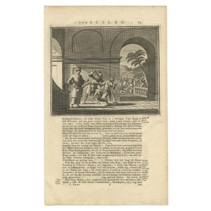 Antique Print Of A Battle In Vidia Rajoe In India 1726 photo furniture